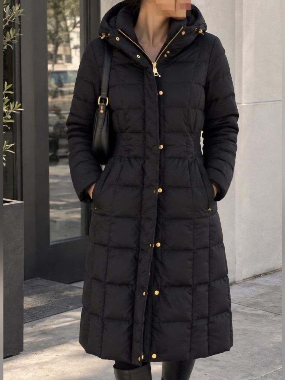 Cole Haan Signature Long Down Feather Hooded Coat Women Petite S